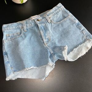 American Apparel Light Denim Blue Jean Shorts with Raw Hem Size 27 EUC